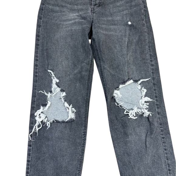 Wild Fable Highest Rise Straight Distressed Black Jeans Button Fly Women's 2 - Picture 2 of 8